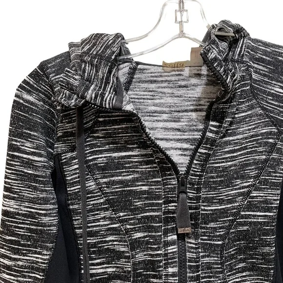 Zella Marled Space Dyed Zip-Up Hoodie Black White Size XS - Picture 6 of 11